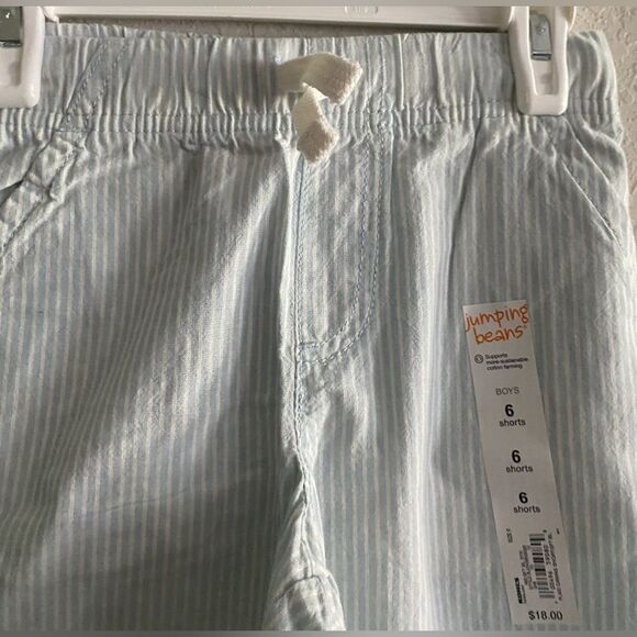 Jumping Beans Little Boy’s Light Blue Striped Drawstring Canvas Shorts Size 6 - Picture 4 of 7